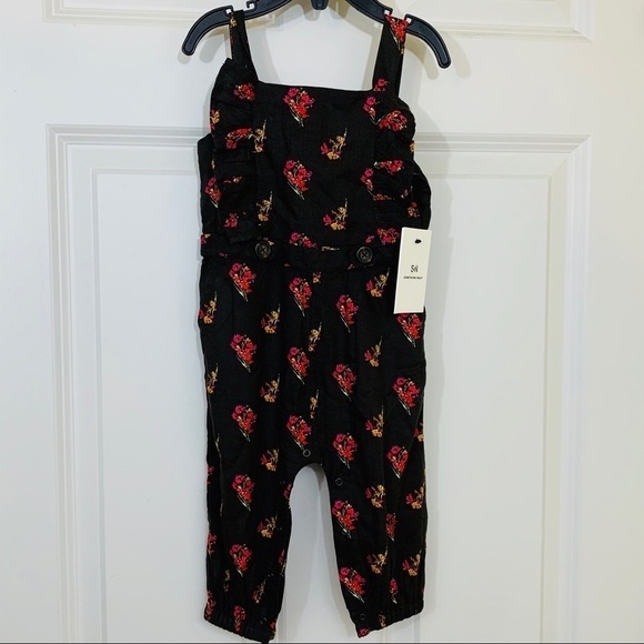 Something Navy || NWT Nordstrom Black Floral Jumper 9 months - Picture 1 of 7